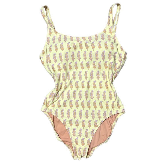 J.Crew x SZ Blockprints Size 12 Yellow One Piece Swimwear Swimsuit NEW - Picture 2 of 13